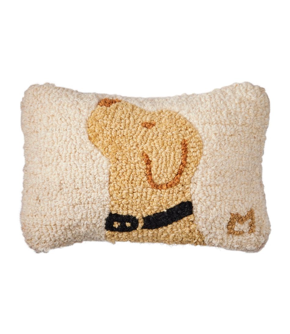 Wool Hooked Throw Pillow, Yellow Labrador, 8" x 12" | L.L.Bean
