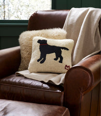 Wool Hooked Throw Pillow, Black Dog, 14" x 14" | L.L.Bean