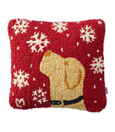 Wool Hooked Throw Pillow, Snowflake Yellow Lab, 14" x 14" | L.L.Bean