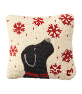 Wool Hooked Throw Pillow, Snowflake Black Lab, 14" x 14" | L.L.Bean