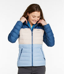 Women's Bean's Down Hooded Jacket, Colorblock | L.L.Bean