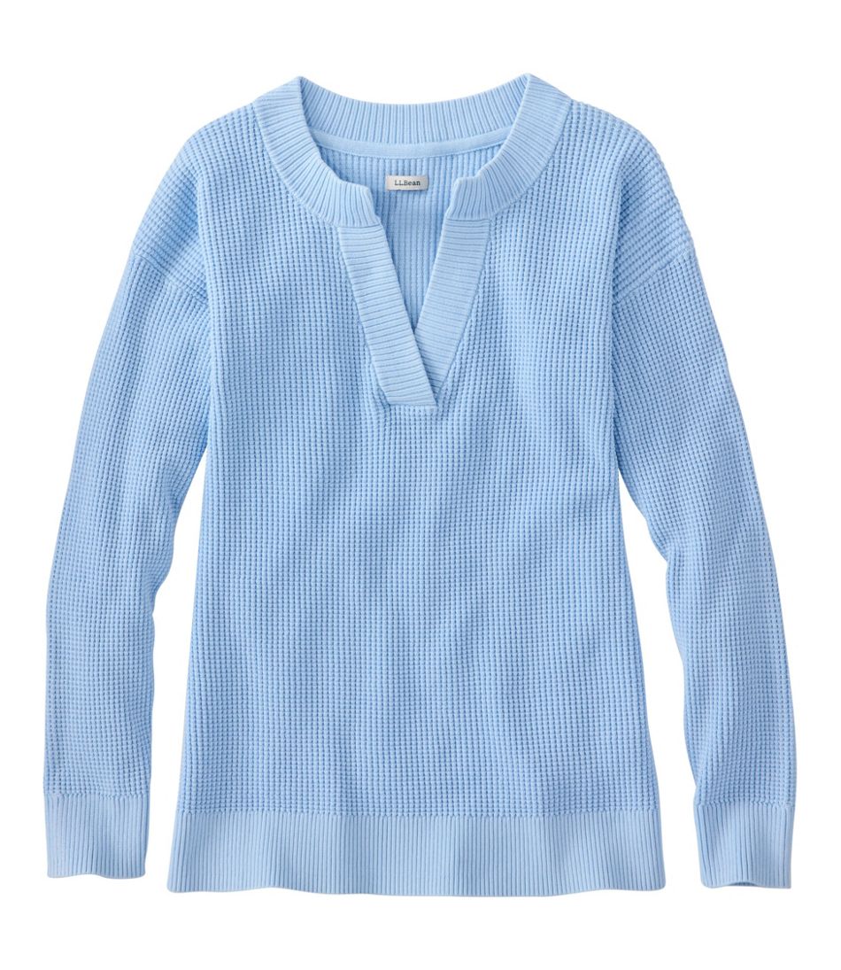 Women's Sunwashed Waffle Sweater, Splitneck | L.L.Bean
