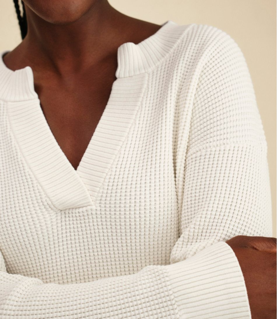 Women's Sunwashed Waffle Sweater, Splitneck | L.L.Bean
