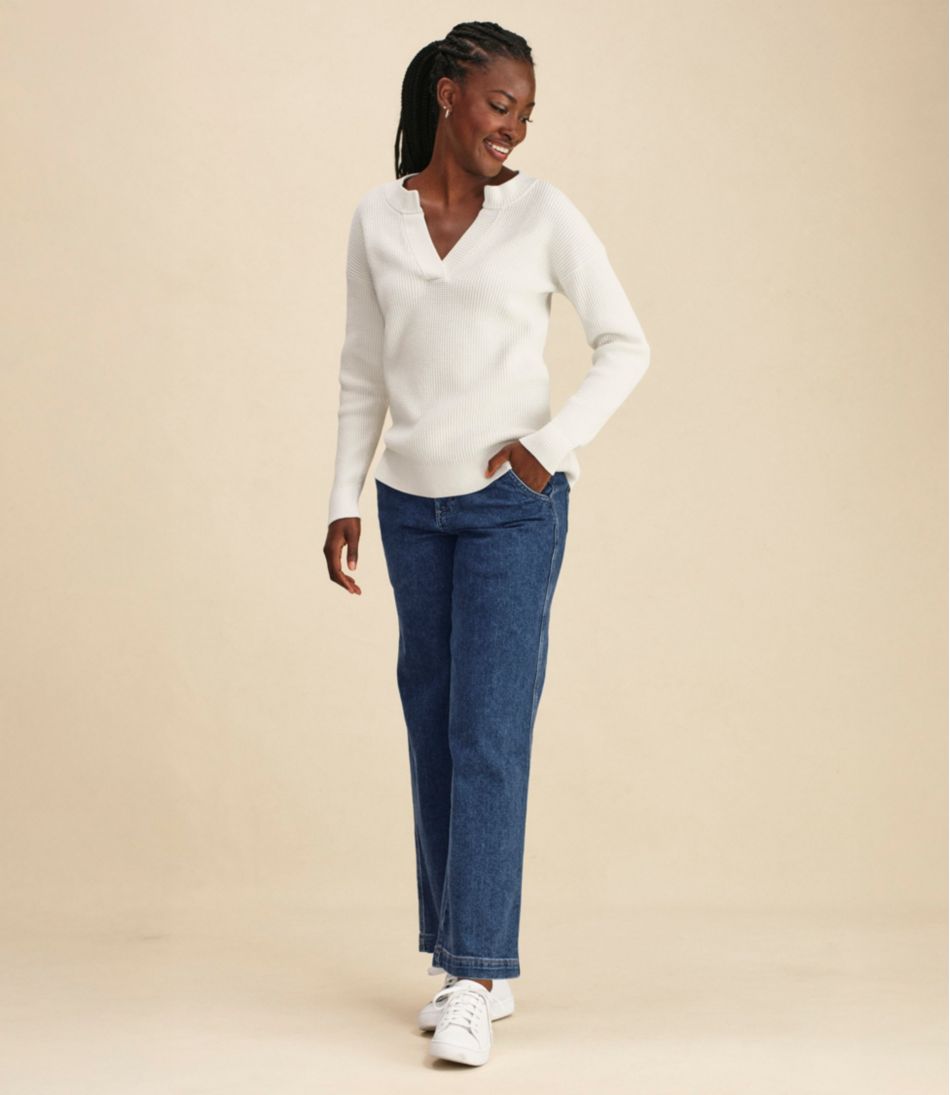Women's Sunwashed Waffle Sweater, Splitneck | L.L.Bean