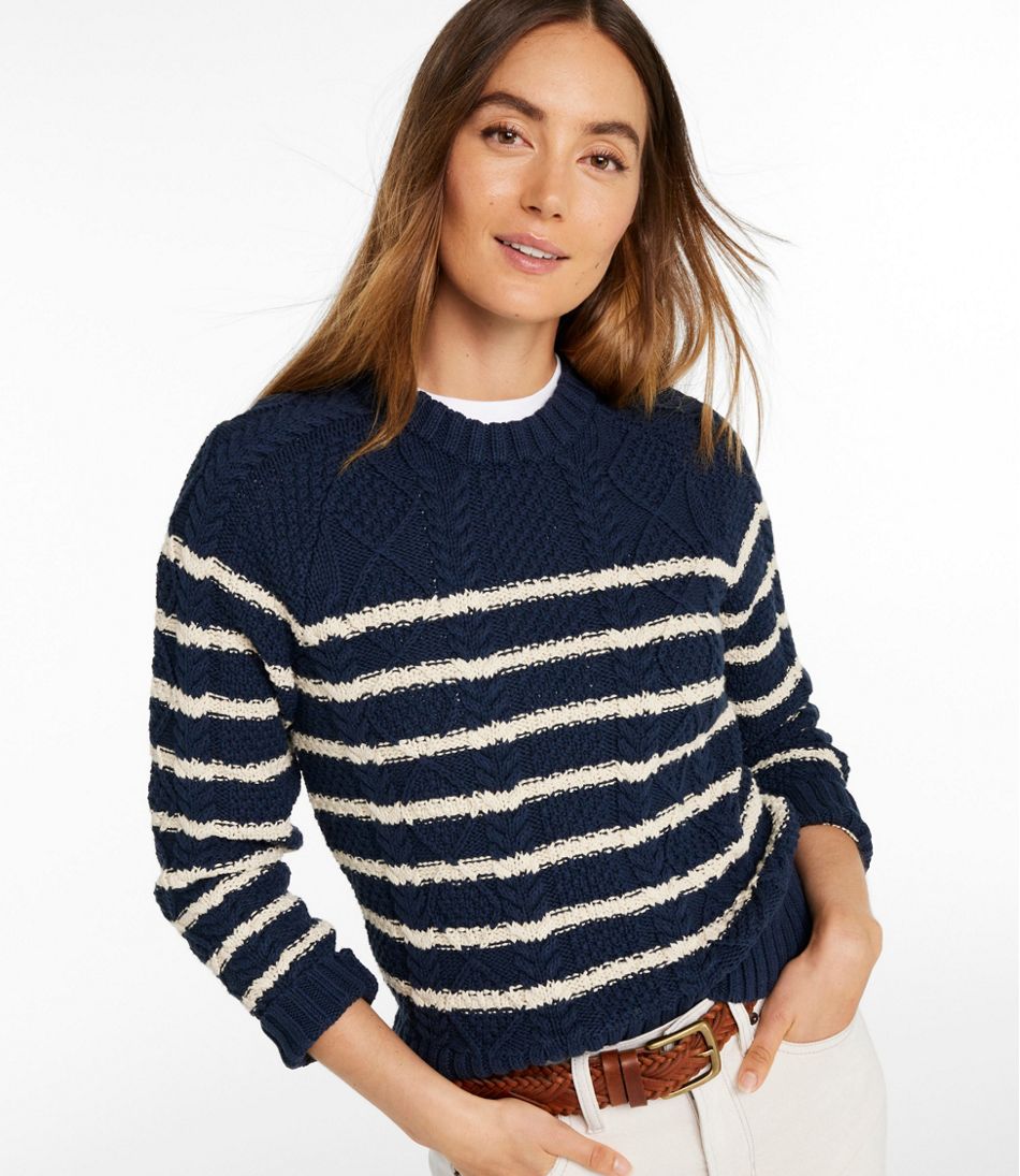 Women's Signature Cotton Fisherman Sweater, Crewneck Stripe | L.L.Bean