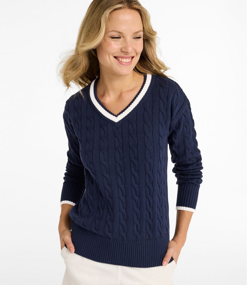 Women's The Original Double L® Sweater, Cable V-Neck | L.L.Bean