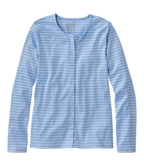 Women's Pima Cotton Tee, Long-Sleeve Crewneck Cardigan Stripe | L.L.Bean