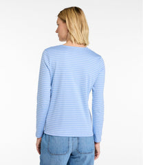 Women's Pima Cotton Tee, Long-Sleeve Crewneck Cardigan Stripe | L.L.Bean