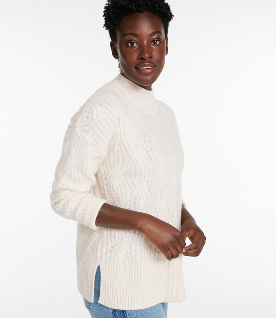 Women's Signature Premium Cashmere Cable Sweaters, Mockneck | L.L.Bean