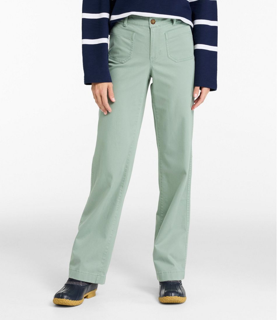 Women's Comfort Stretch Patch Pocket Pants, Mid-Rise Wide Straight-Leg Chino | L.L.Bean
