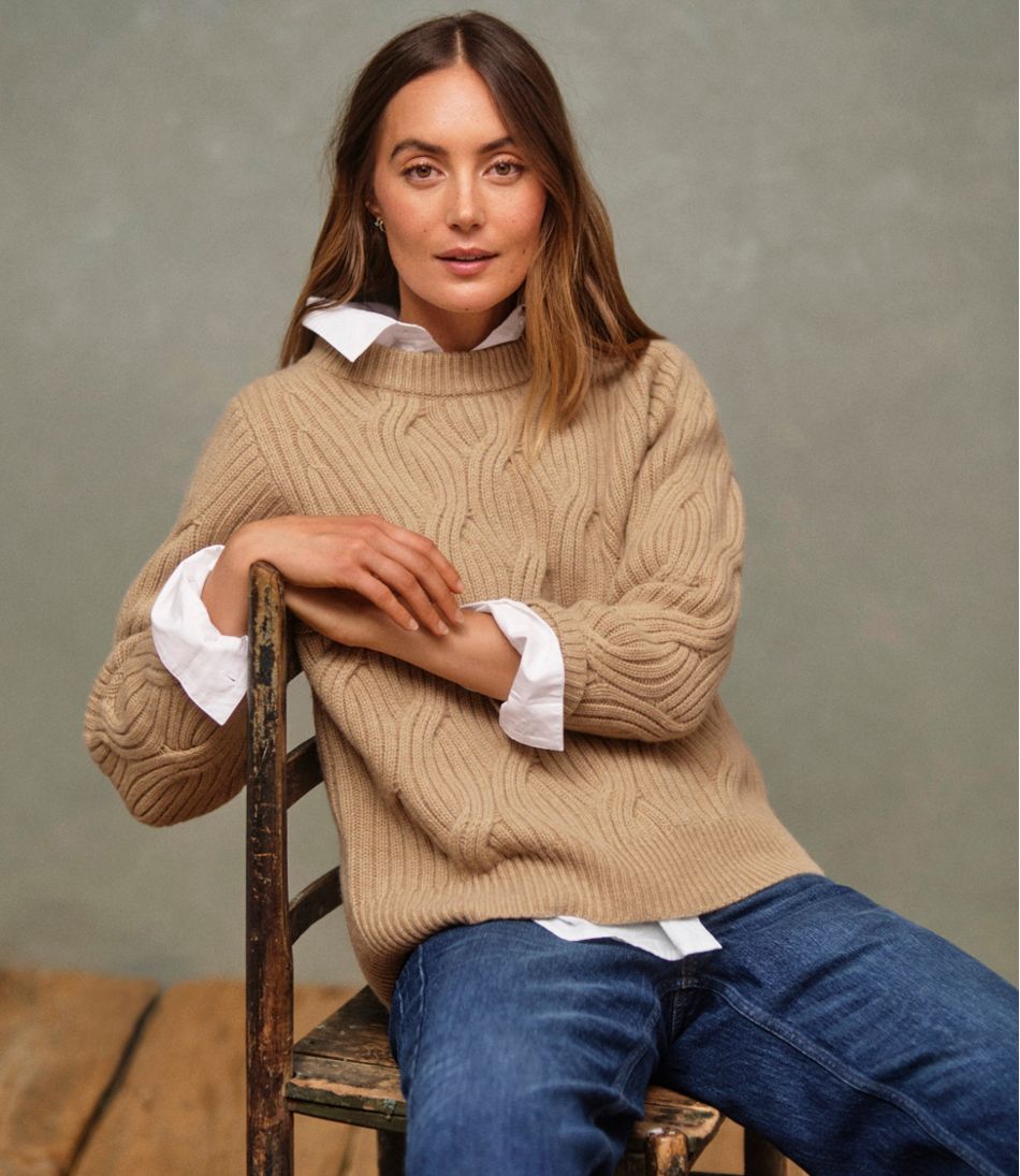 Women's Signature Premium Cashmere Cable Sweater, Crewneck | L.L.Bean