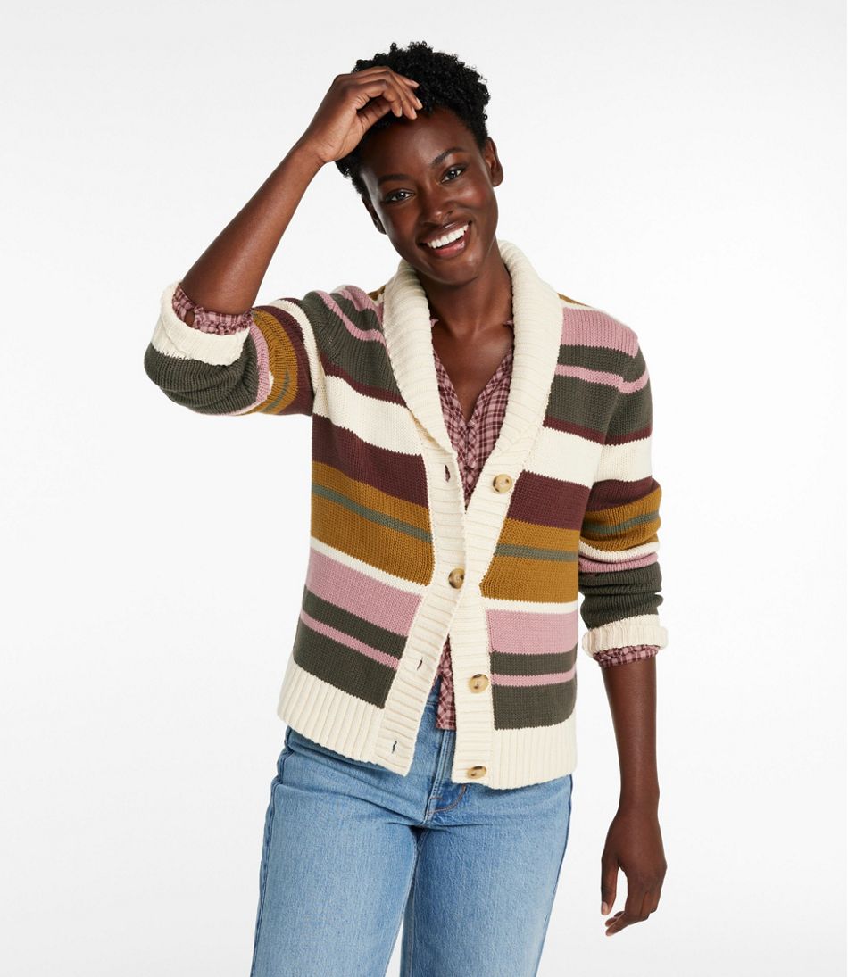 Women's Signature Original Cotton Sweater, Shawl Cardigan Stripe | L.L.Bean