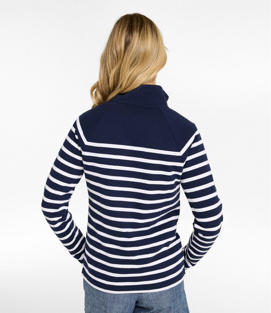 Women's Peaks Island Button Mockneck, Stripe | L.L.Bean