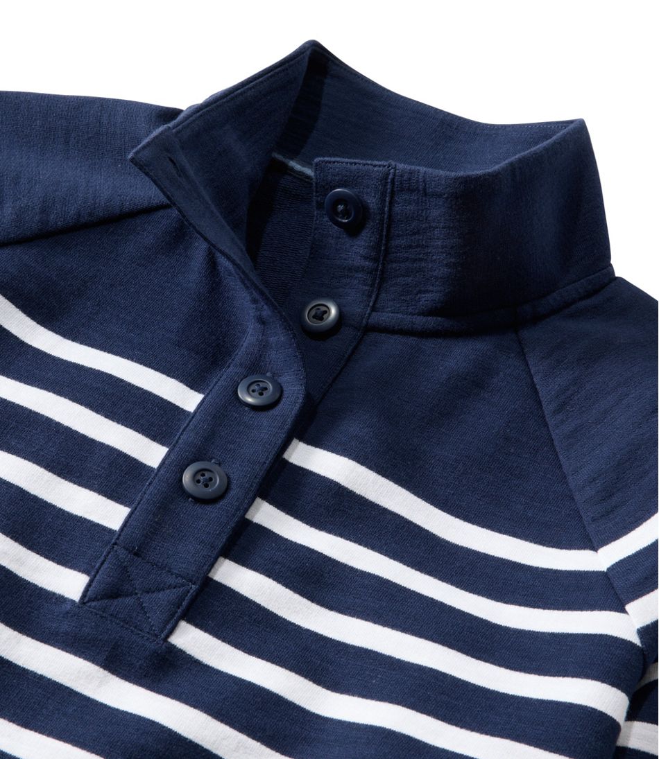 Women's Peaks Island Button Mockneck, Stripe | L.L.Bean
