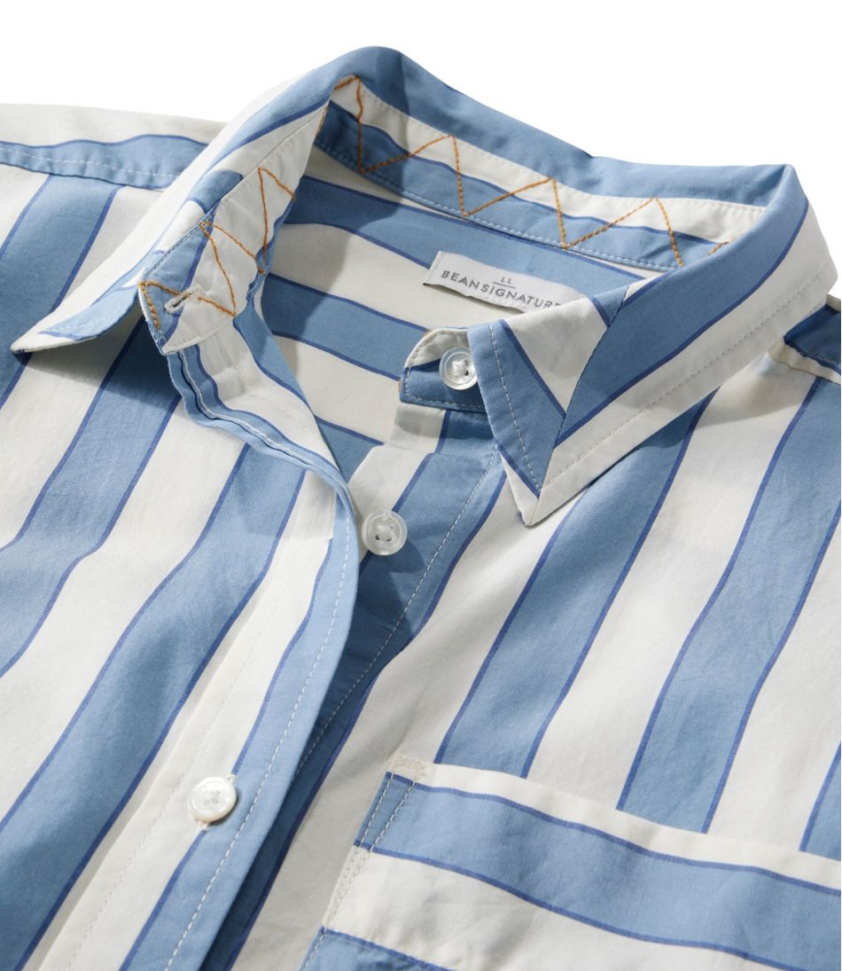 Women's Signature Premium Essential Poplin Shirt, Long-Sleeve Novelty Stripe | L.L.Bean