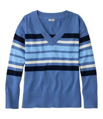 Women's Cotton/Cashmere Sweater, V-Neck Stripe | L.L.Bean