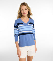 Women's Cotton/Cashmere Sweater, V-Neck Stripe | L.L.Bean