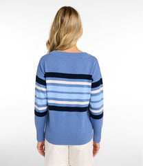 Women's Cotton/Cashmere Sweater, V-Neck Stripe | L.L.Bean