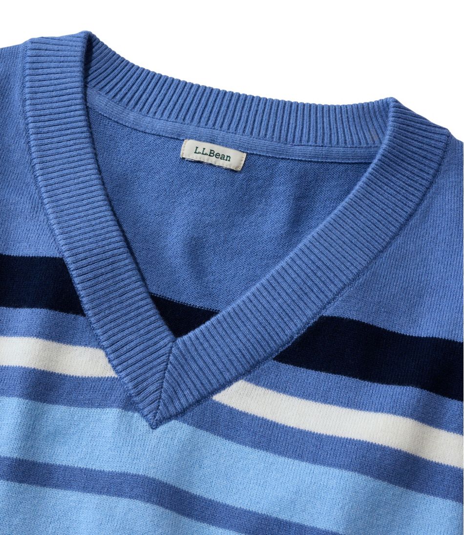 Women's Cotton/Cashmere Sweater, V-Neck Stripe | L.L.Bean