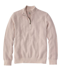 Men's Sunwashed Textured Cotton Sweater, Herringbone 1/4 Zip | L.L.Bean