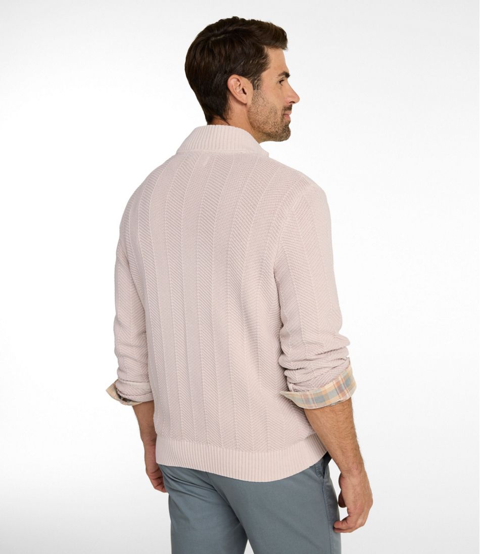 Men's Sunwashed Textured Cotton Sweater, Herringbone 1/4 Zip | L.L.Bean