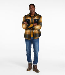 Men's Signature Mixed Media Fleece Shirt Jacket, Plaid | L.L.Bean