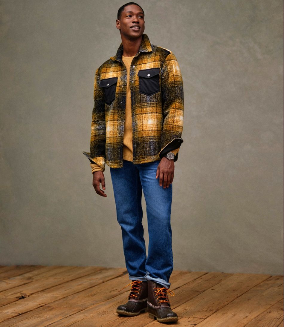 Men's Signature Mixed Media Fleece Shirt Jacket, Plaid | L.L.Bean