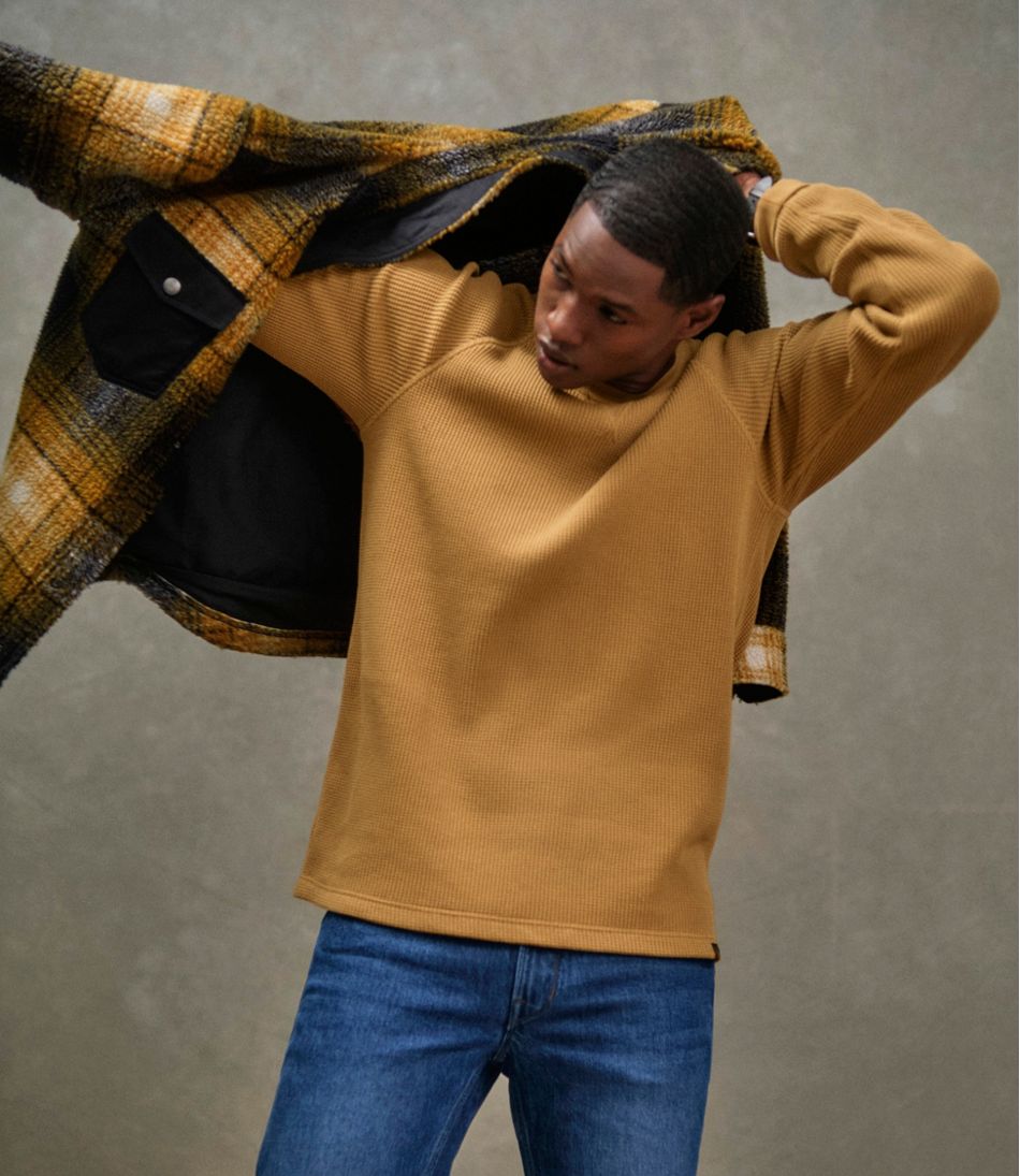 Men's Signature Mixed Media Fleece Shirt Jacket, Plaid | L.L.Bean