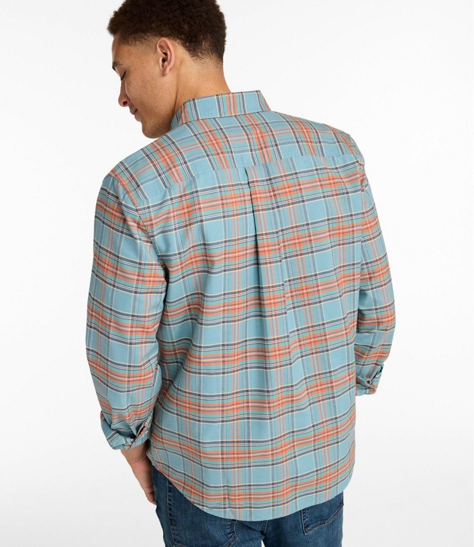 Men's Sunwashed Oxford Shirt, Slightly Fitted Untucked Fit, Plaid | L.L.Bean