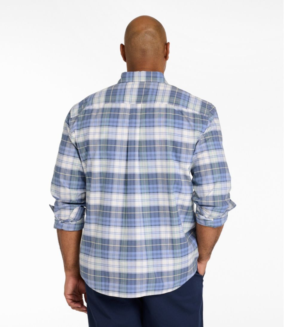 Men's Sunwashed Oxford Shirt, Slightly Fitted Untucked Fit, Plaid | L.L.Bean