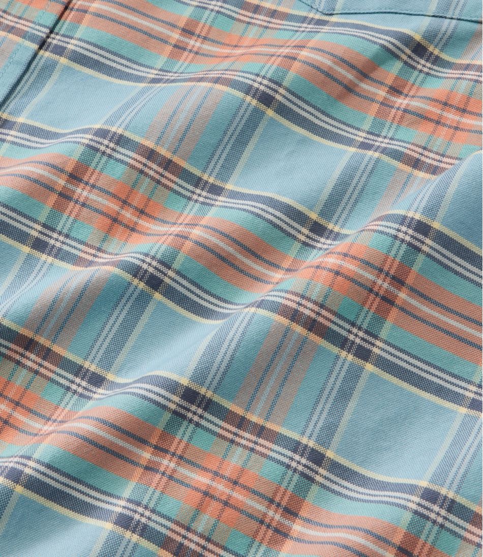 Men's Sunwashed Oxford Shirt, Slightly Fitted Untucked Fit, Plaid | L.L.Bean