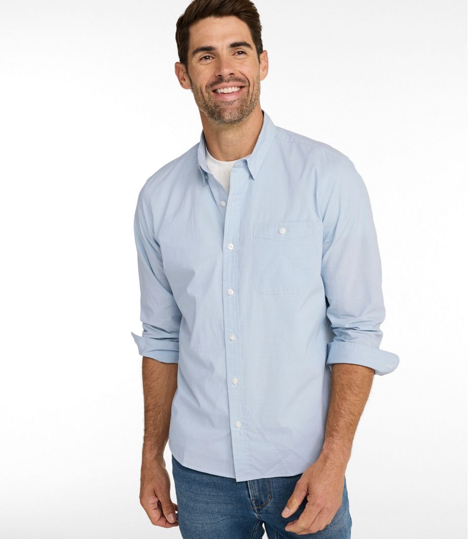 Men's Comfort Stretch Performance® Chambray Shirt, Long-Sleeve, Slightly Fitted Untucked Fit | L.L.Bean
