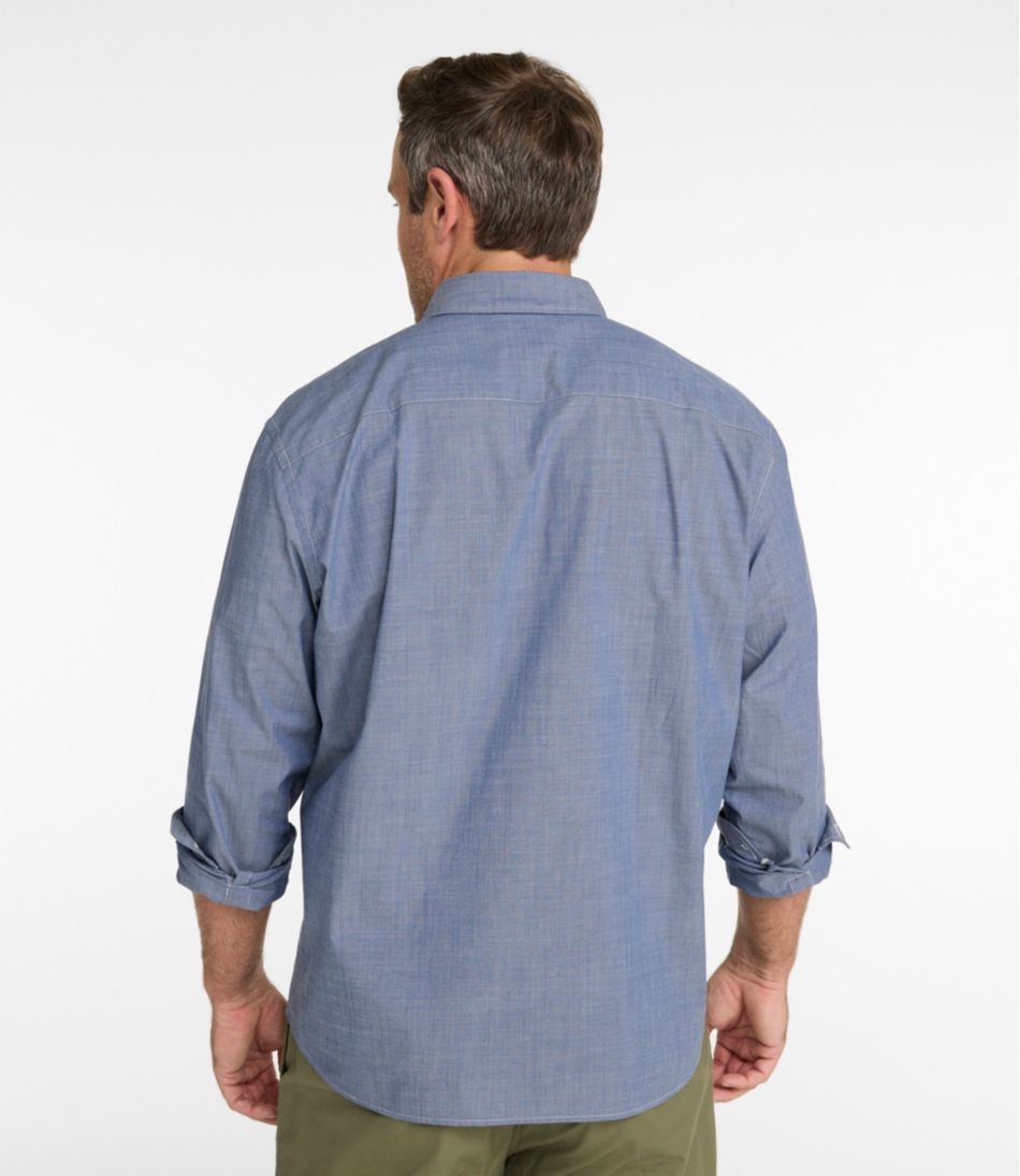 Men's Comfort Stretch Performance® Chambray Shirt, Long-Sleeve, Slightly Fitted Untucked Fit | L.L.Bean
