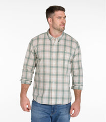 Men's Comfort Stretch Performance® Chambray Shirt, Long-Sleeve, Slightly Fitted Untucked Fit, Plaid | L.L.Bean
