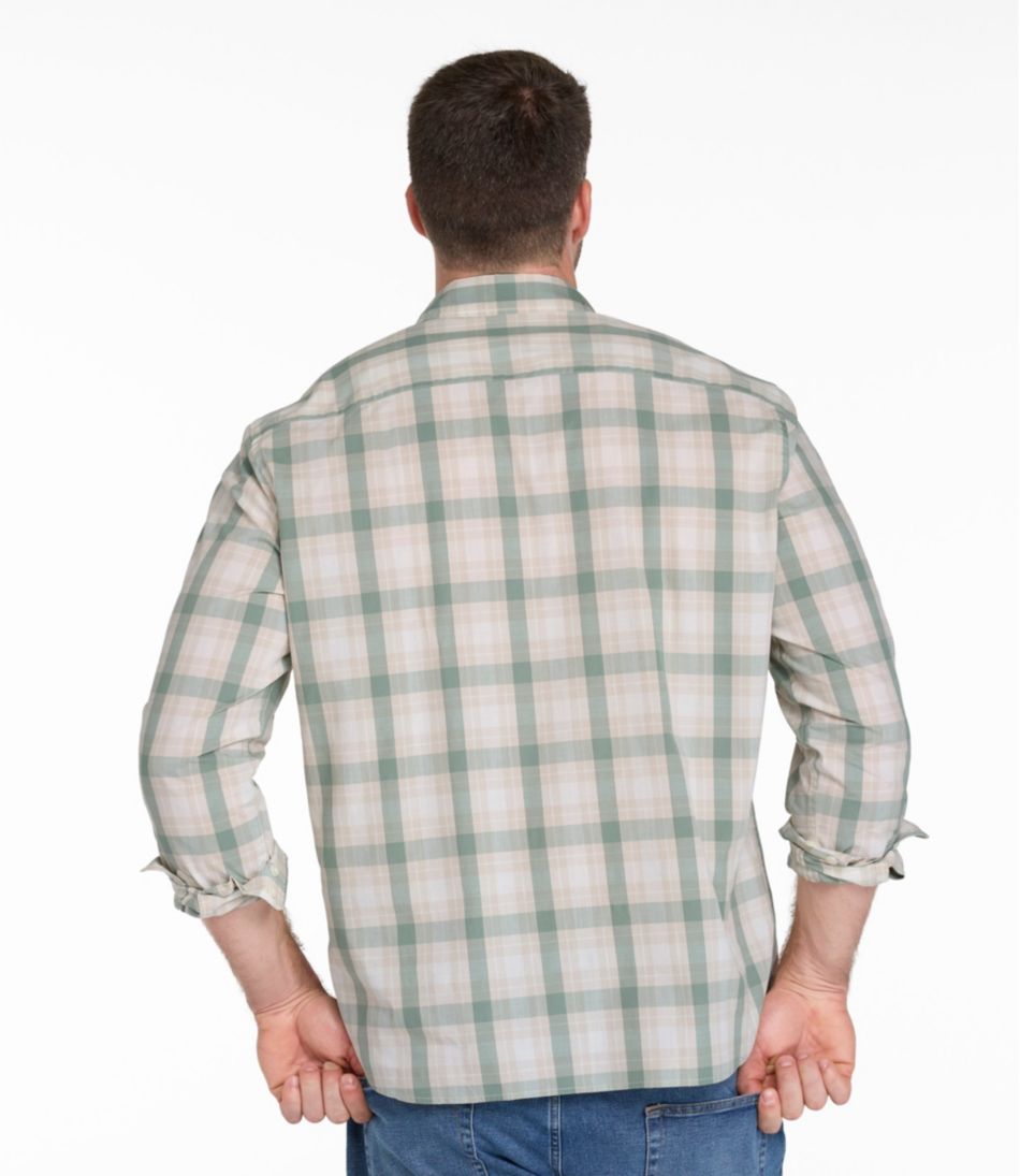 Men's Comfort Stretch Performance® Chambray Shirt, Long-Sleeve, Slightly Fitted Untucked Fit, Plaid | L.L.Bean