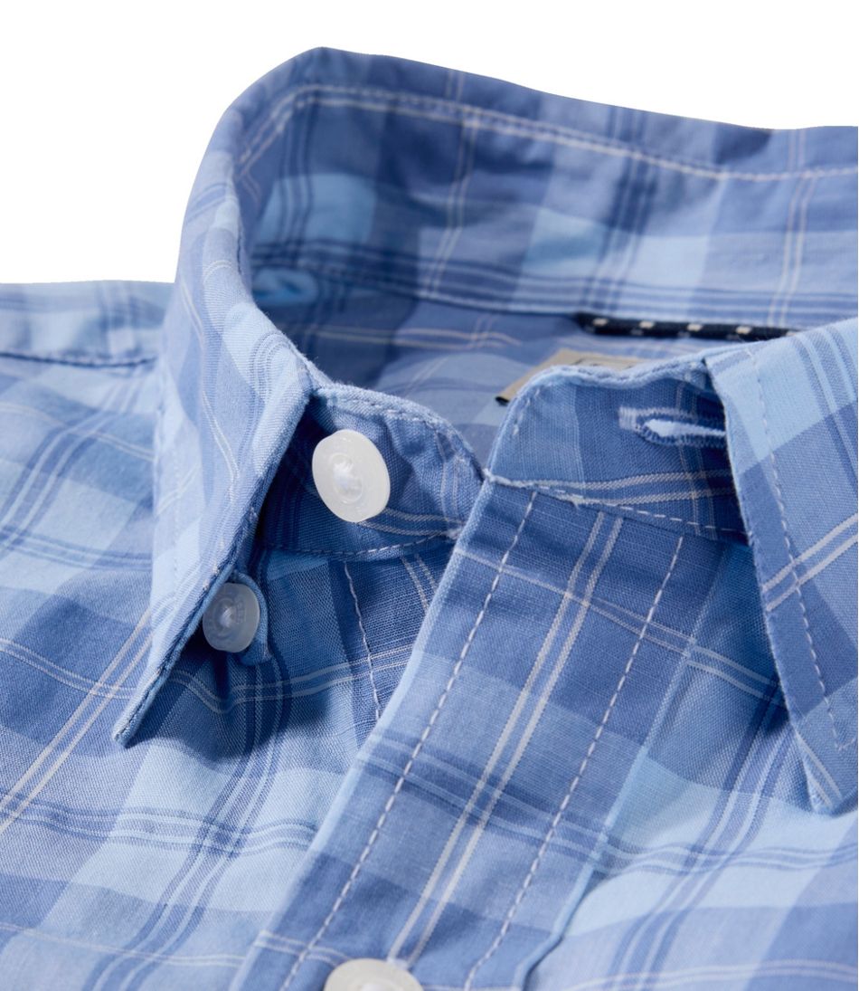 Men's Comfort Stretch Performance® Chambray Shirt, Long-Sleeve, Slightly Fitted Untucked Fit, Plaid | L.L.Bean
