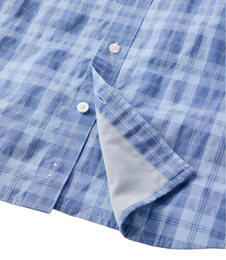 Men's Comfort Stretch Performance® Chambray Shirt, Long-Sleeve, Slightly Fitted Untucked Fit, Plaid | L.L.Bean