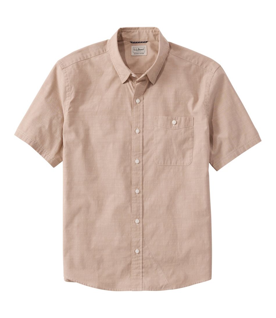 Men's Comfort Stretch Performance® Chambray Shirt, Short-Sleeve, Slightly Fitted Untucked Fit | L.L.Bean