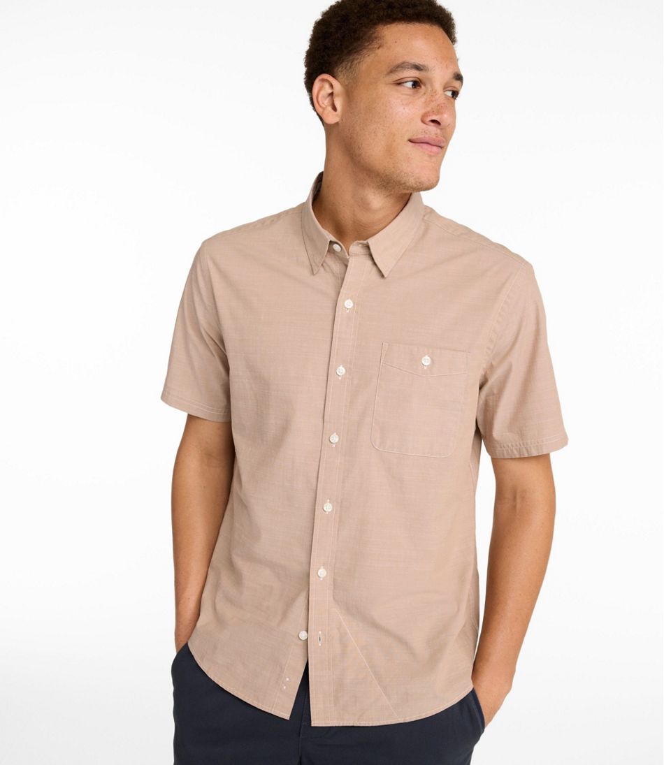 Men's Comfort Stretch Performance® Chambray Shirt, Short-Sleeve, Slightly Fitted Untucked Fit | L.L.Bean