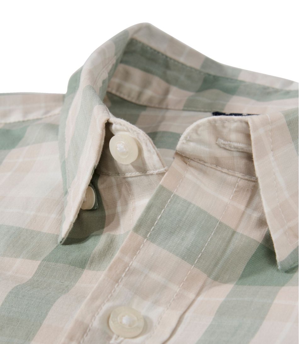Men's Comfort Stretch Performance® Chambray Shirt, Short-Sleeve, Slightly Fitted Untucked Fit, Plaid | L.L.Bean