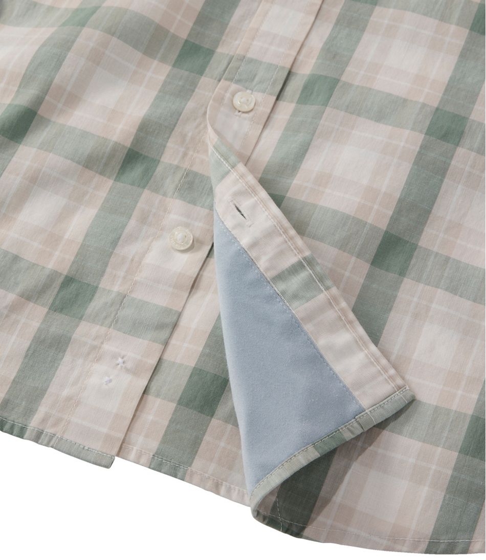 Men's Comfort Stretch Performance® Chambray Shirt, Short-Sleeve, Slightly Fitted Untucked Fit, Plaid | L.L.Bean