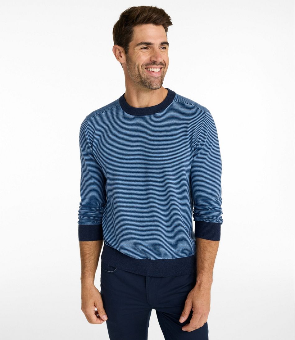Men's All Seasons Cotton Blend Sweater, Crewneck, Stripe | L.L.Bean