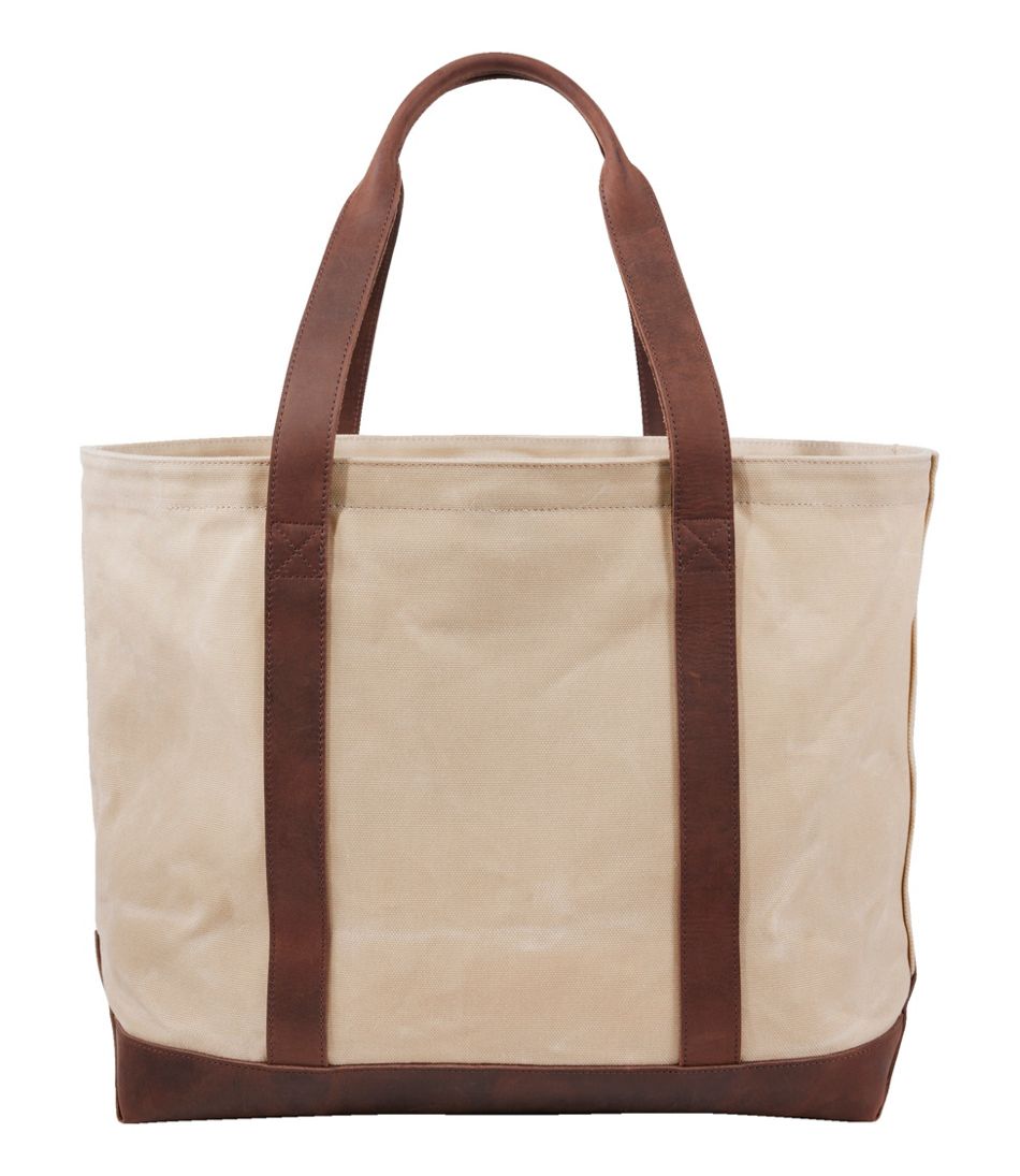 Leather-Trim Waxed Canvas Tote | L.L.Bean
