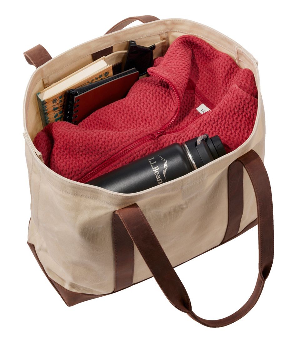 Leather-Trim Waxed Canvas Tote | L.L.Bean