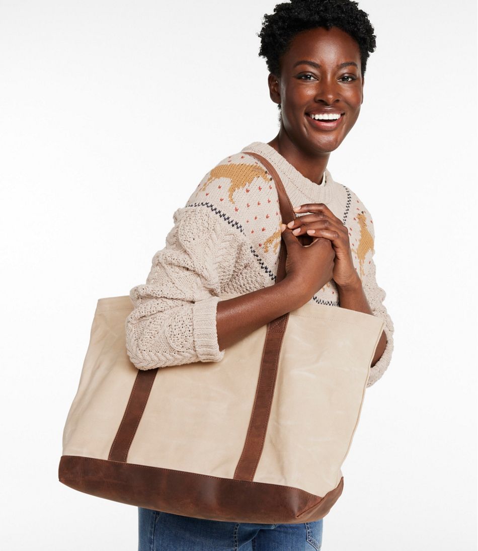 Leather-Trim Waxed Canvas Tote | L.L.Bean