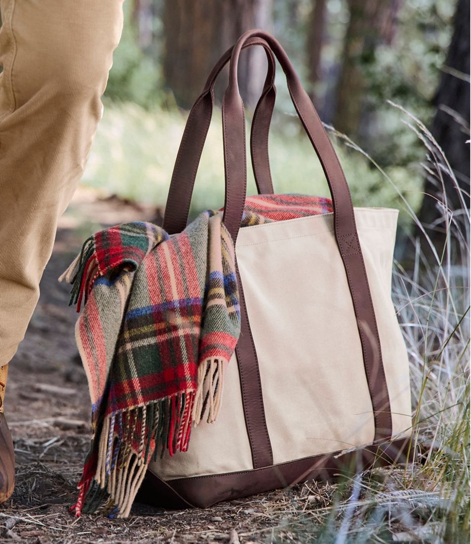 Leather-Trim Waxed Canvas Tote | L.L.Bean