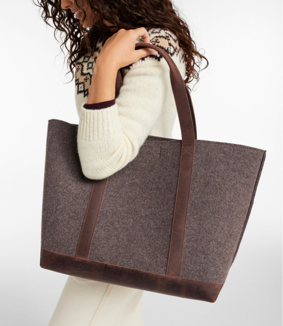Leather-Trim Wool Tote | L.L.Bean