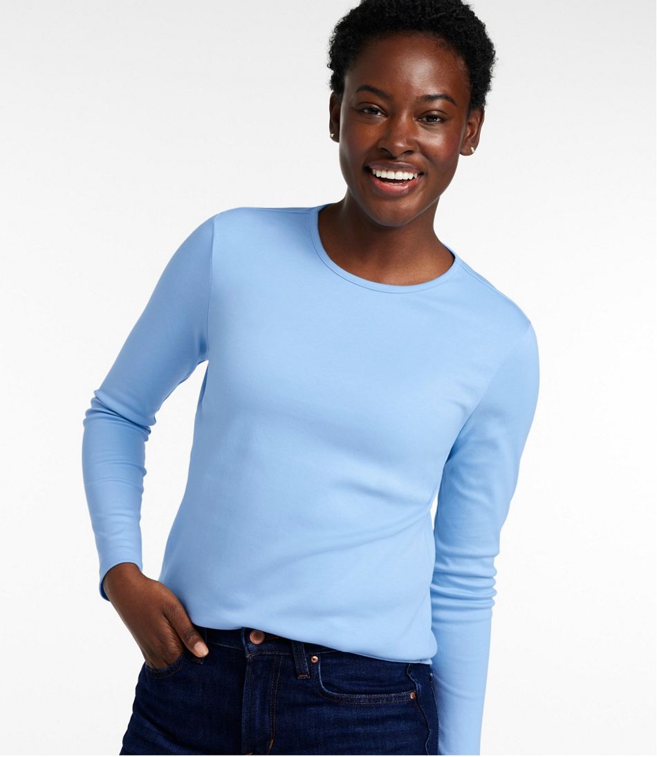 Women's Pima Cotton Tee, Long-Sleeve Crewneck | L.L.Bean