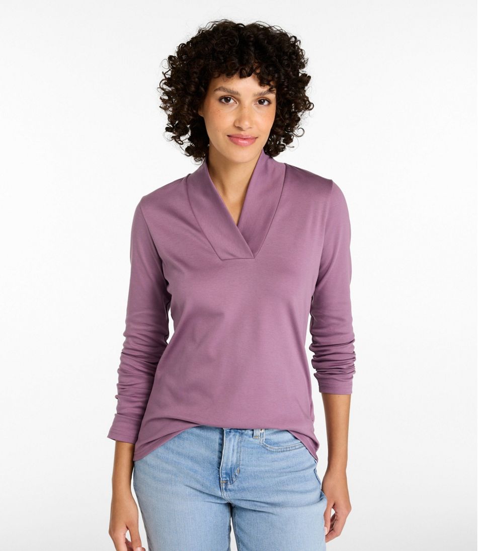 Women's Pima Cotton Tee, Shawl Long-Sleeve | L.L.Bean