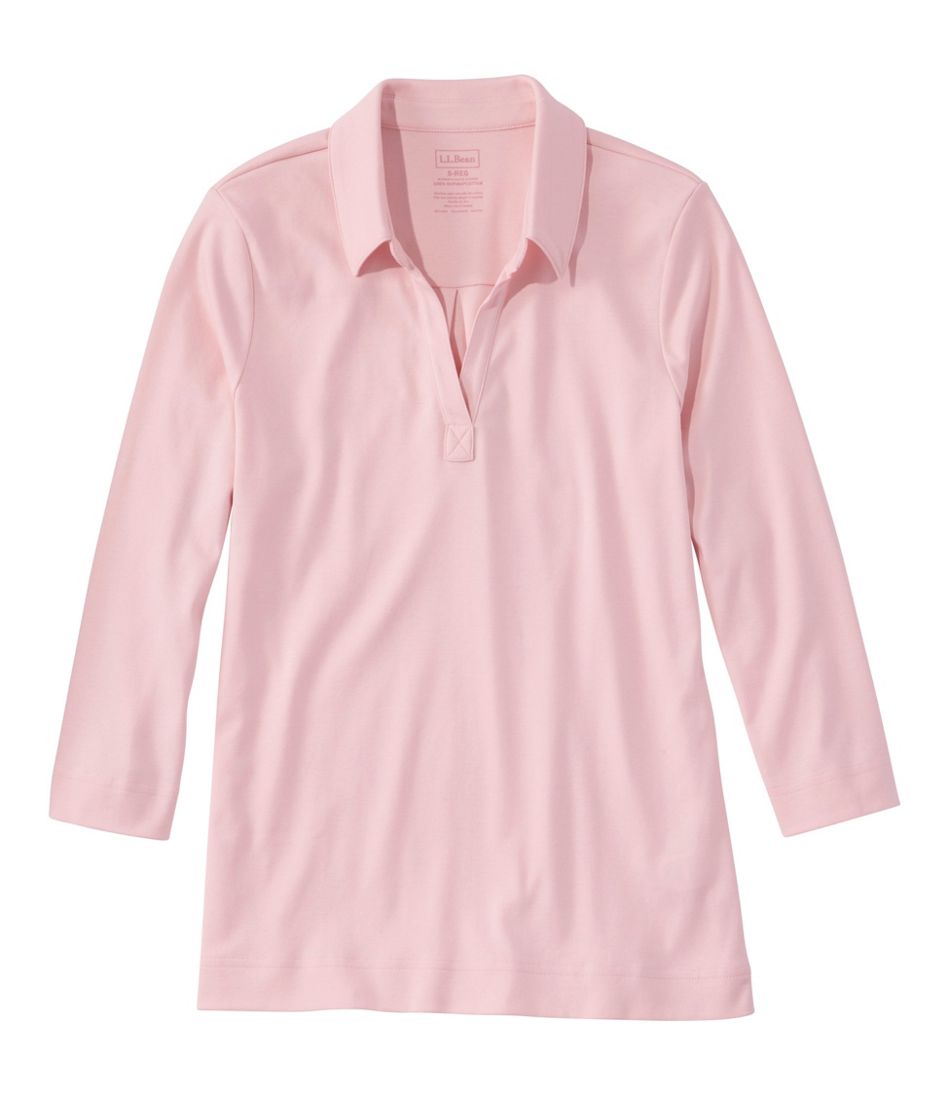 Women's Pima Cotton Tee, Three-Quarter-Sleeve Polo | L.L.Bean